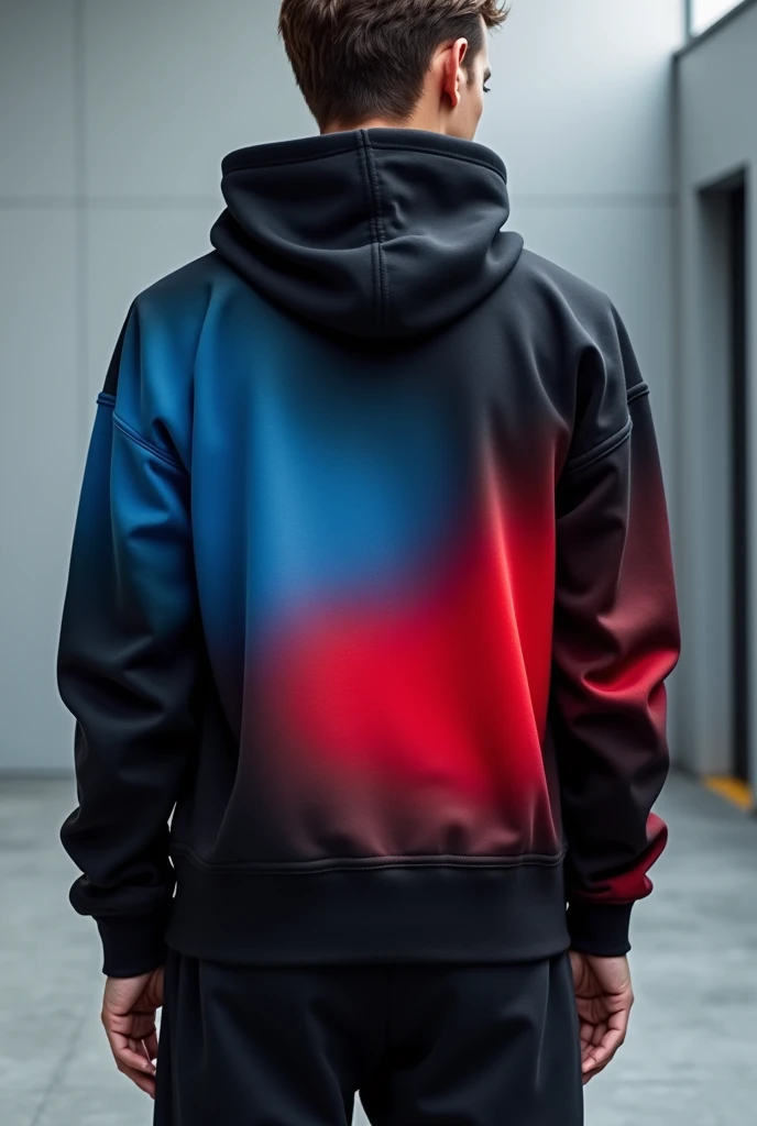 Sweatshirt design in black, blue and red gradient
