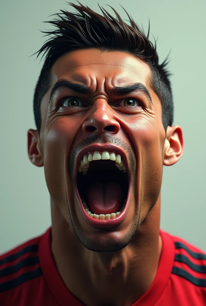 Cristiano Ronaldo's face expressing that he is very scared