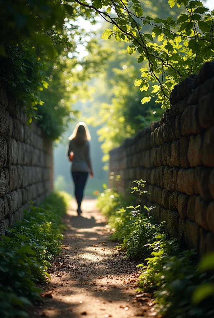 street photography,stone wall,dappled sunlight,outdoor setting,foliage,close-up,eye-level,centered,shallow depth of field,atop a floating sky island,dynamic composition,shot on Sigma sd Quattro H with Sigma 24-70mm f-2.8 DG,photo by Dirk Braeckman 