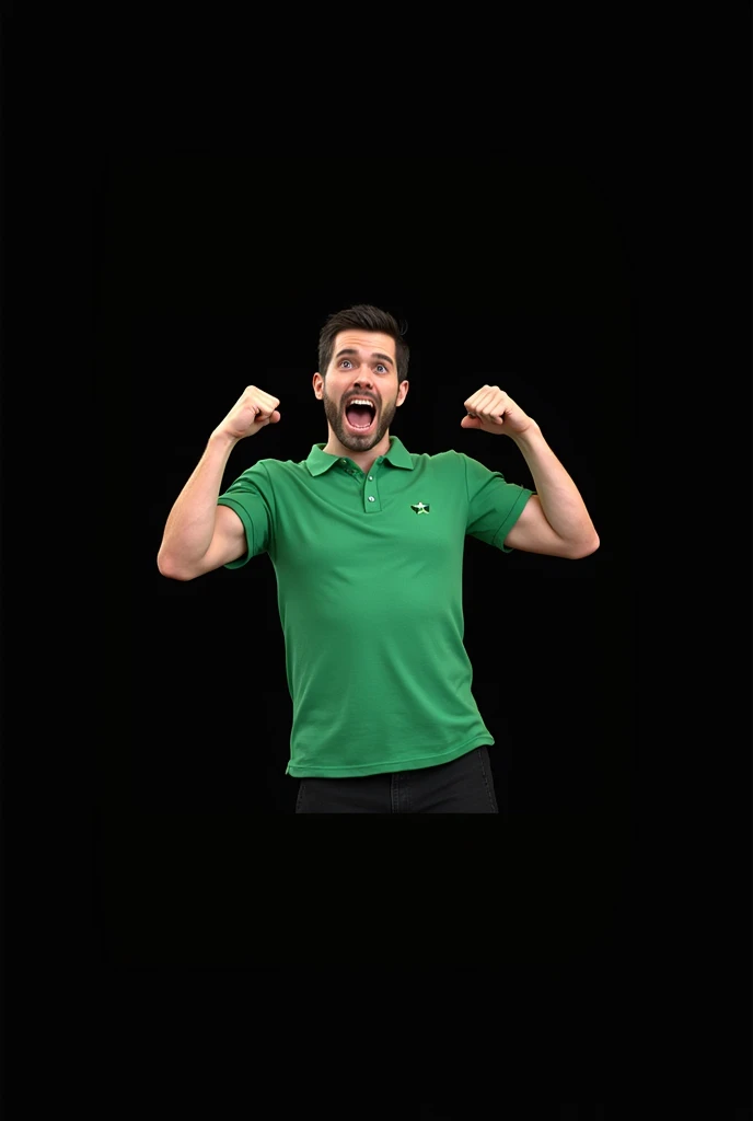Create a 3D avatar from this image, without changing the person, I just want him to be excited