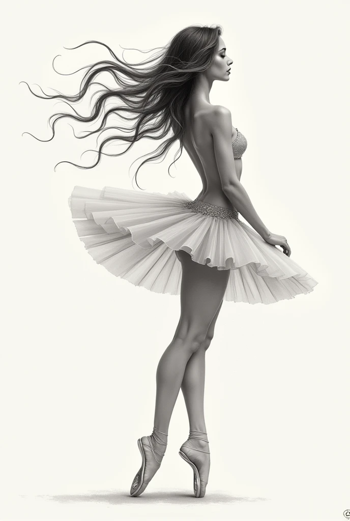 ballerina tattoo with loose hair