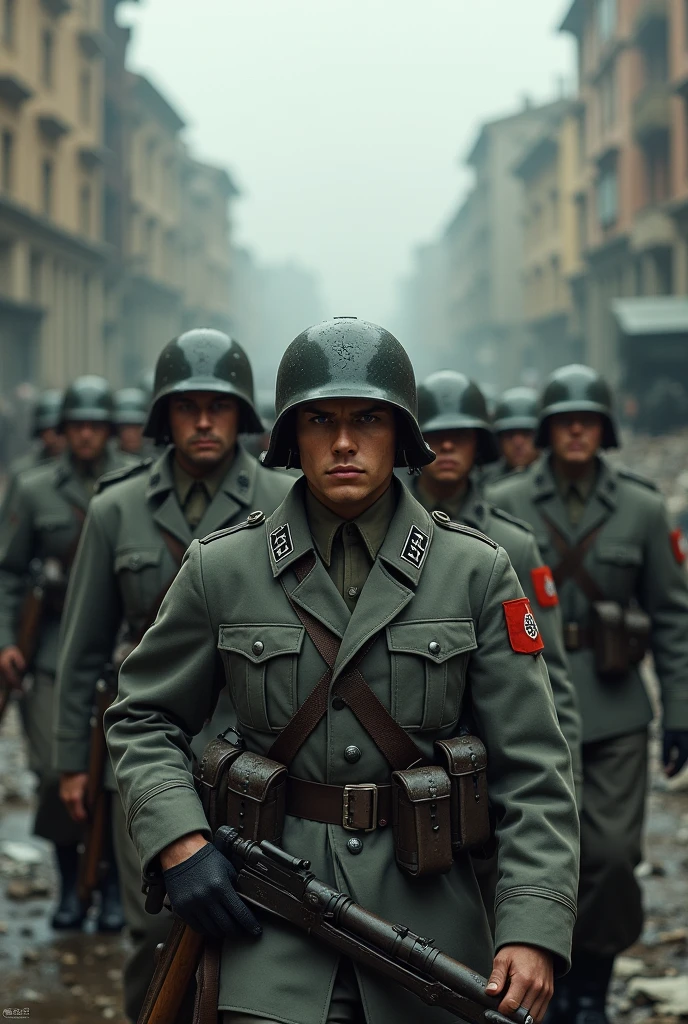 (photorealism:1.2), German Nazi troops