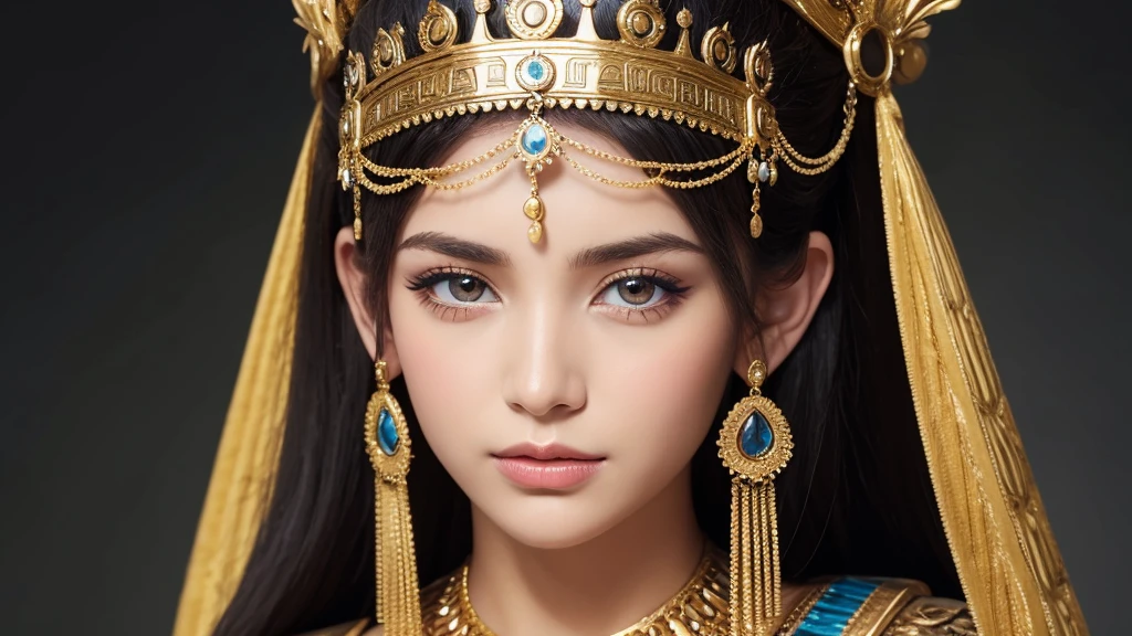 beautiful Cleopatra, Nemis crown, Dressing calmly, face closeup