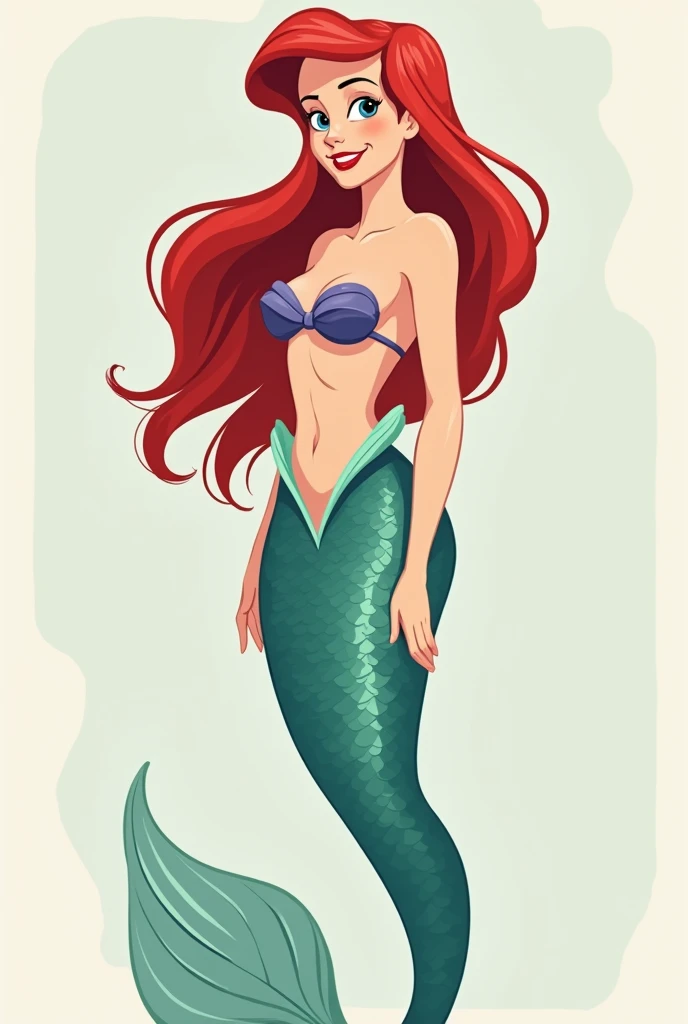 Flat vector ofariel the little mermaid as a grown woman