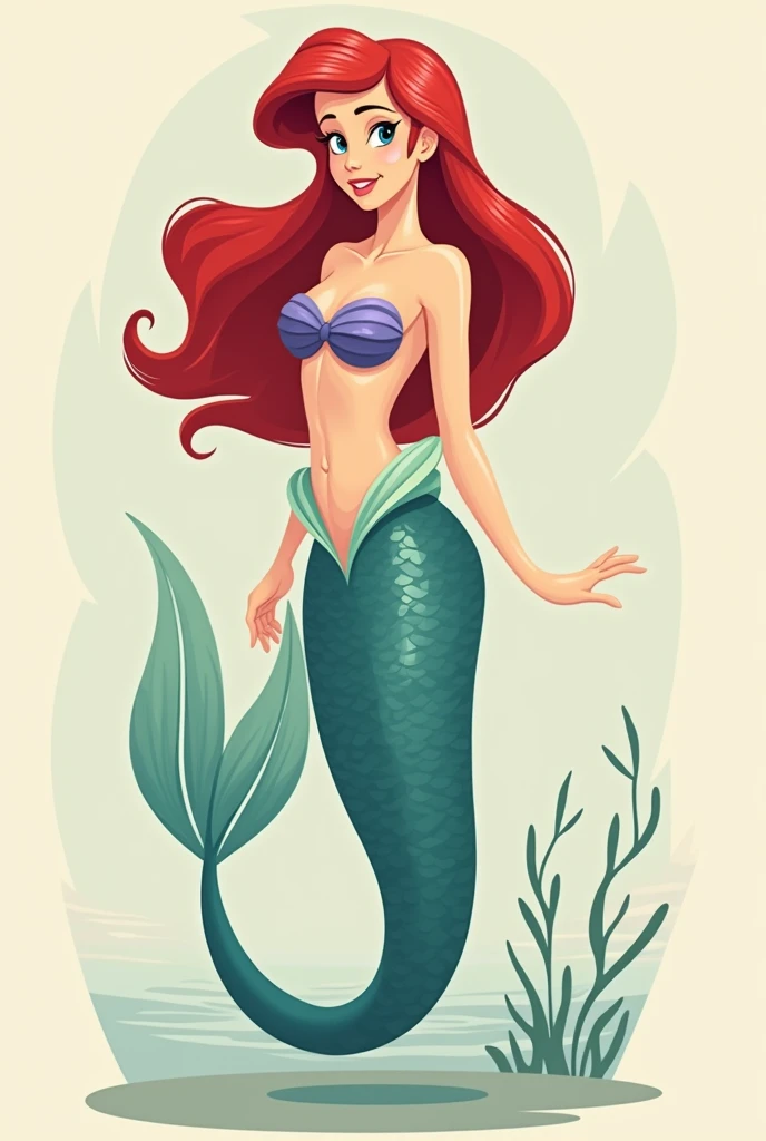 Flat vector ofariel the little mermaid as a grown woman