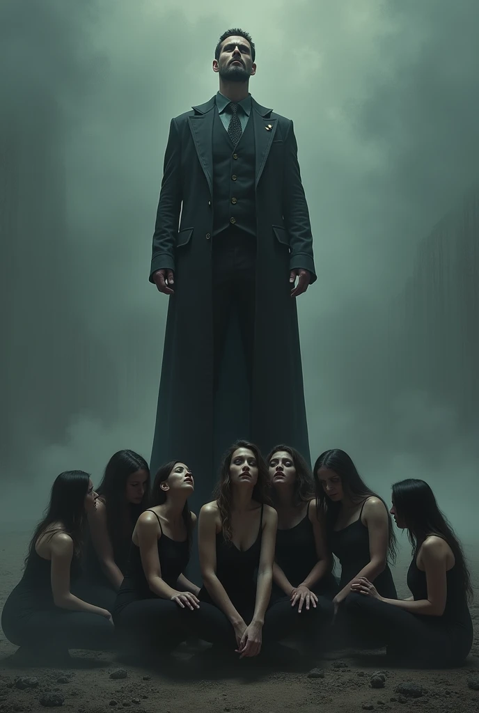 A man stand on women