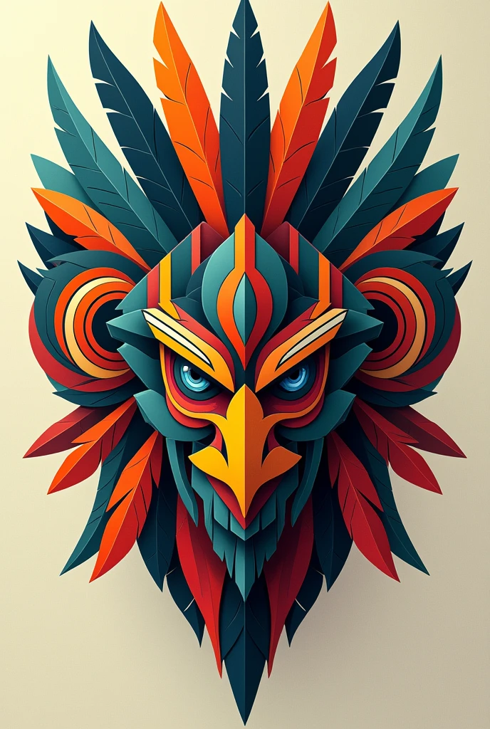 Generate me a forehead mask of the god Quetzalcoatl in cubist style