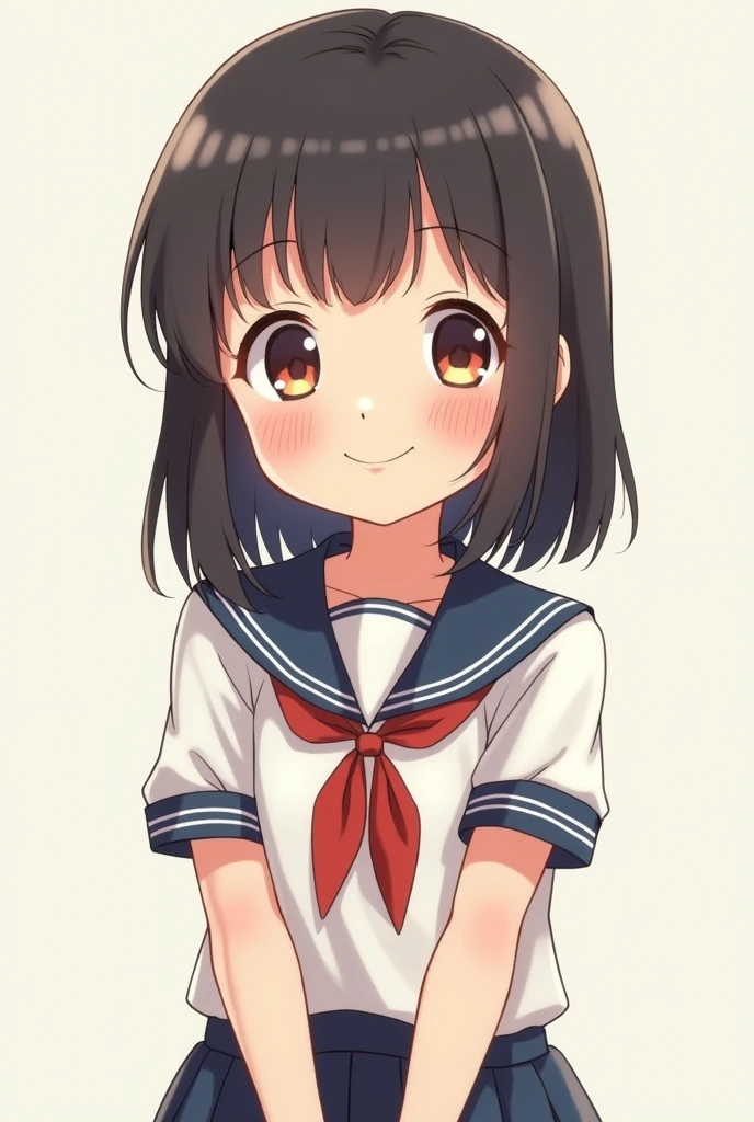 A Chinese girl  straight hair anime 
PE uniform
Chubby cheeks 
