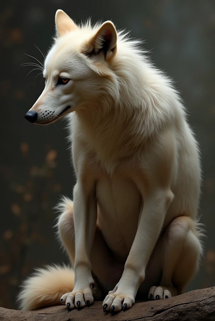 furry wolf boys, nude, flaccid small penis, thin,