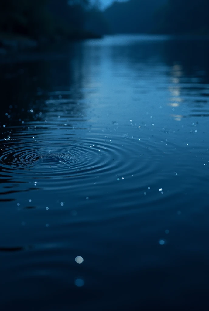 close up image of water, a very dark blue river water as if it were night