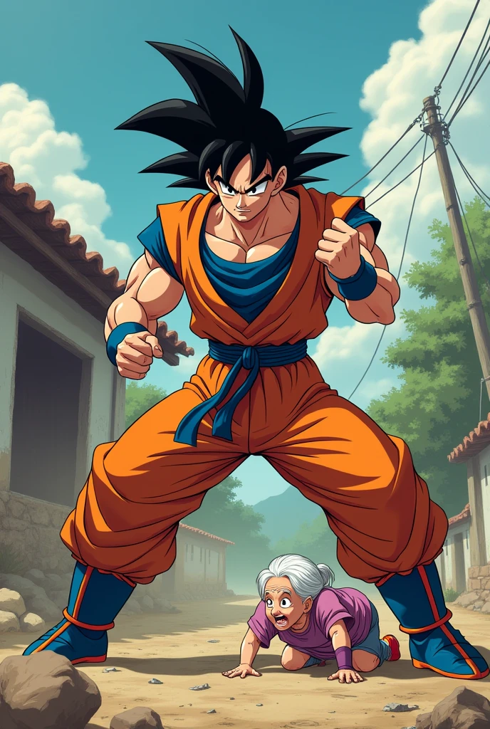 GOKU beating up an old lady