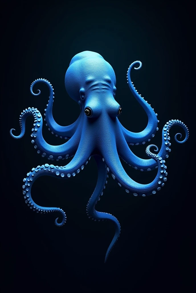create a drawing of a blue octopus, leave the background all black and the octopus in front