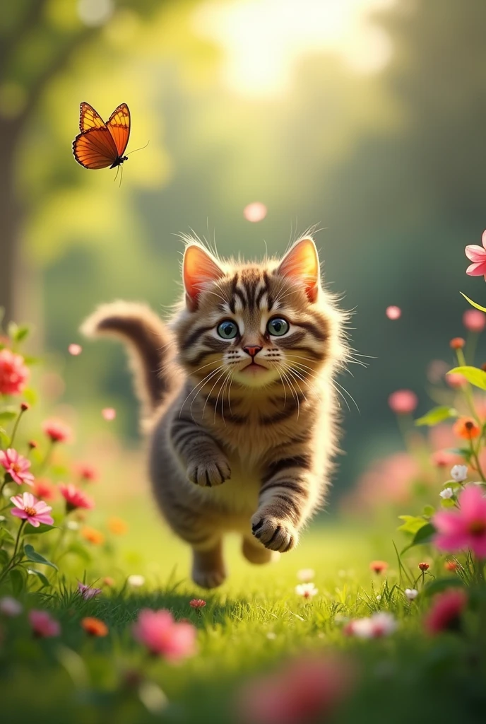 while chasing a butterfly,cat