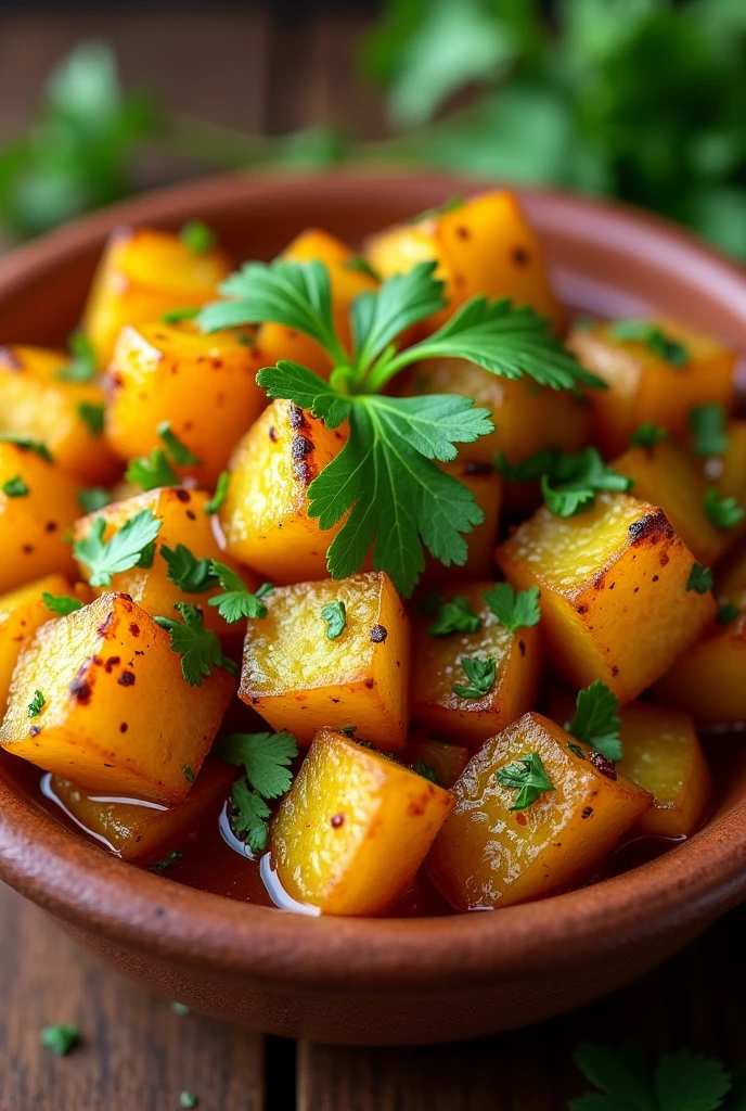 Pakistani khatte Alu with topping of coriander