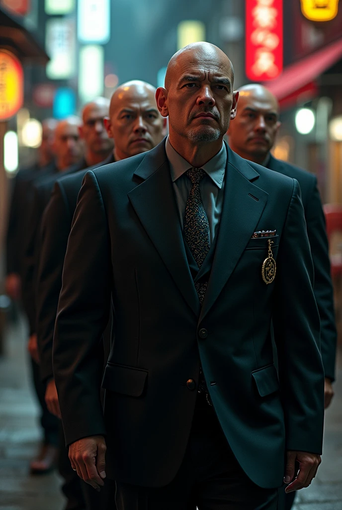 a gang of yakuza walking side by side