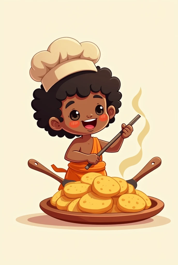 Dhoti wearing cute chef black boy fried potato logo only logo
