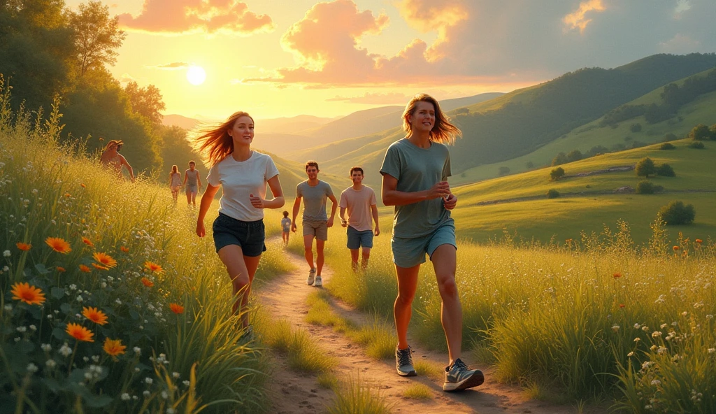 The silent revolution of active leisure, an image in the style of oil painting