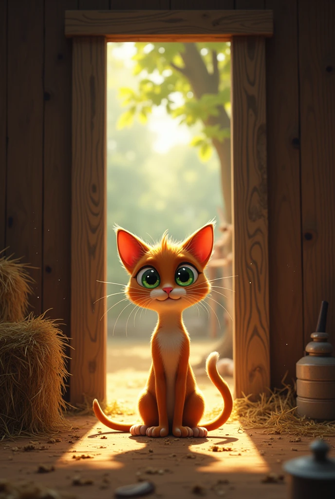 Whiskers discovered a hidden door in the barn. 