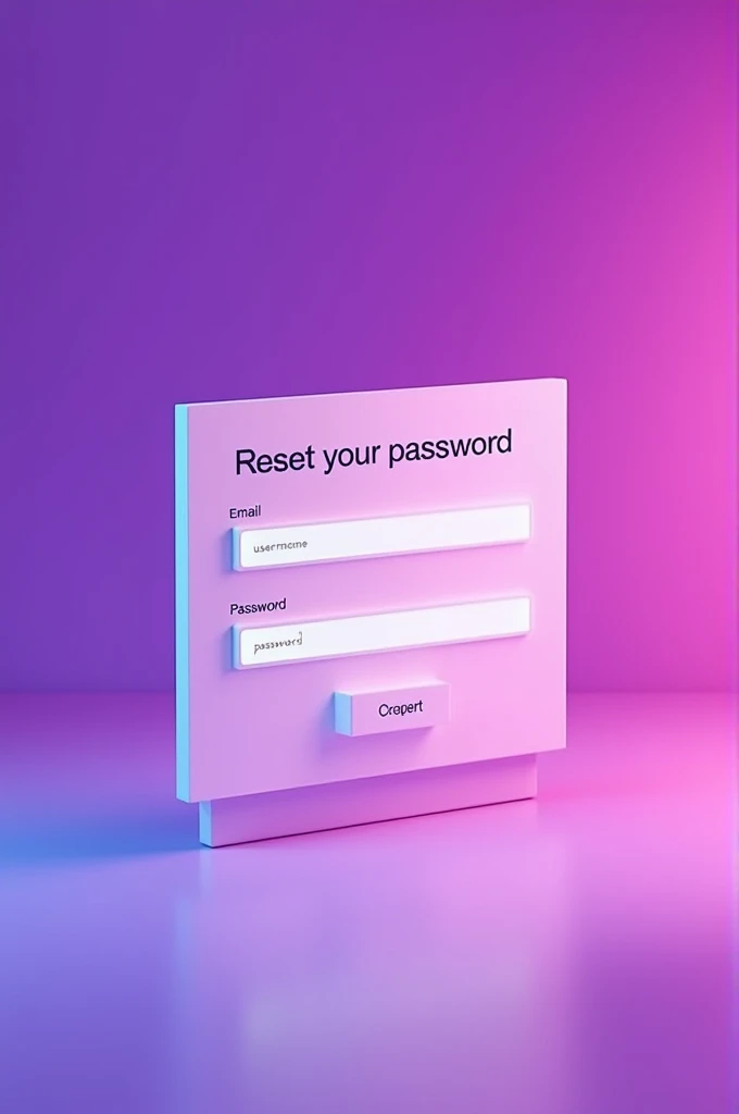 Generate an image for Reset your Password , email/username, Password with white
Color and purple and pink background