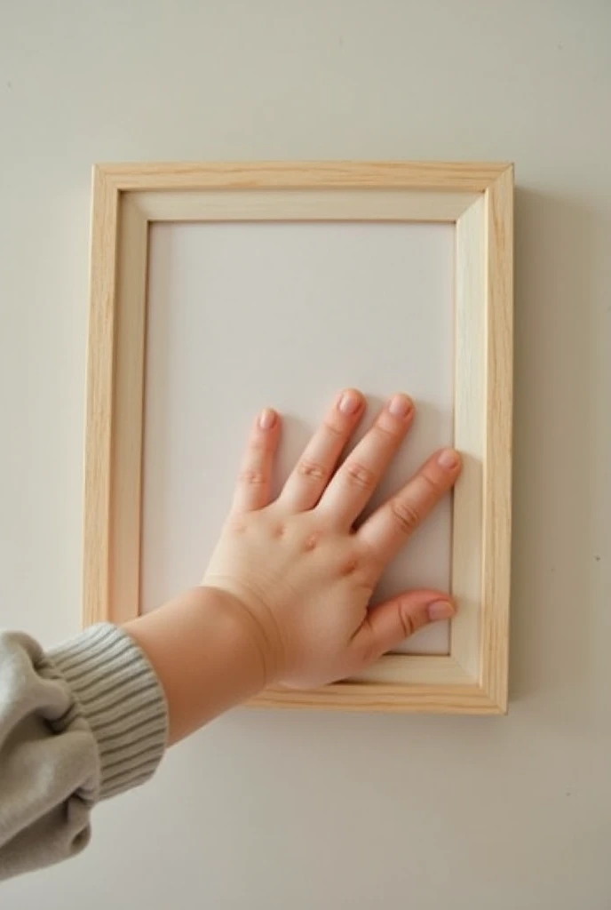 kids hand holding a picture frame