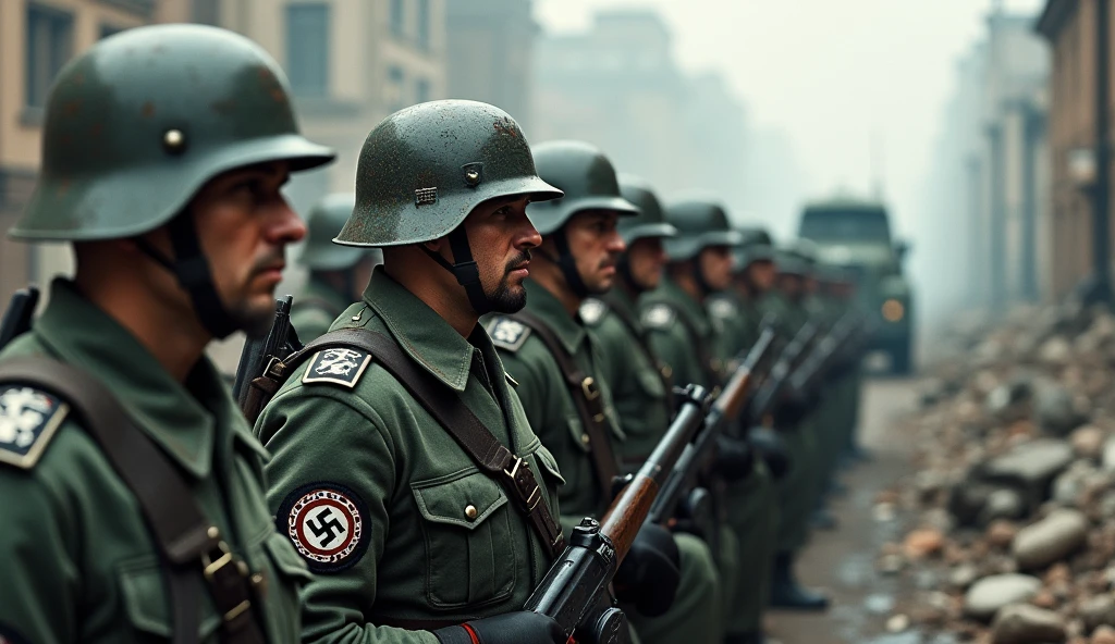 (photorealism:1.2), German Nazi troops