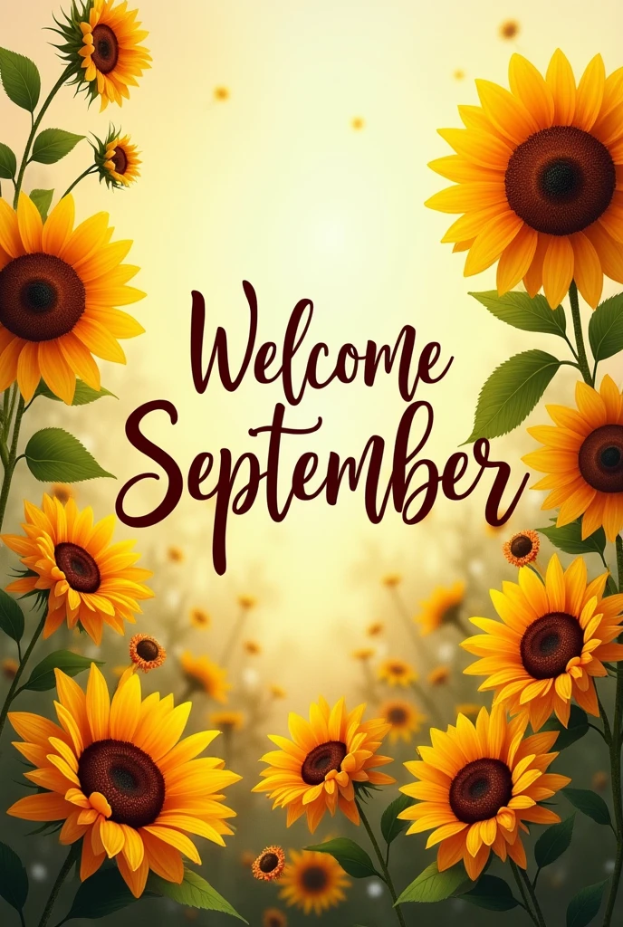 Depicted with sunflowers que diga "Welcome September"