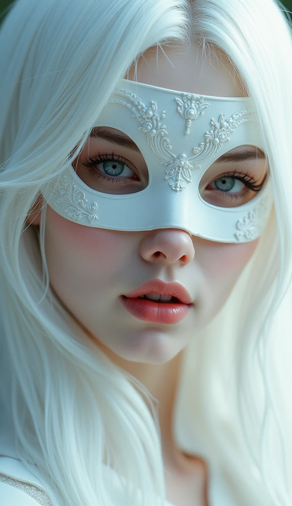 a close up of a woman with white hair and a white mask, beautiful character painting, guweiz, artwork in the style of guweiz, white haired deity, by Yang J, epic exquisite character art, stunning character art, by Fan Qi, by Wuzhun Shifan, guweiz on pixiv artstation