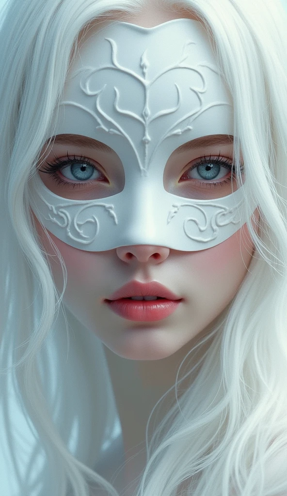 a close up of a woman with white hair and a white mask, beautiful character painting, guweiz, artwork in the style of guweiz, white haired deity, by Yang J, epic exquisite character art, stunning character art, by Fan Qi, by Wuzhun Shifan, guweiz on pixiv artstation