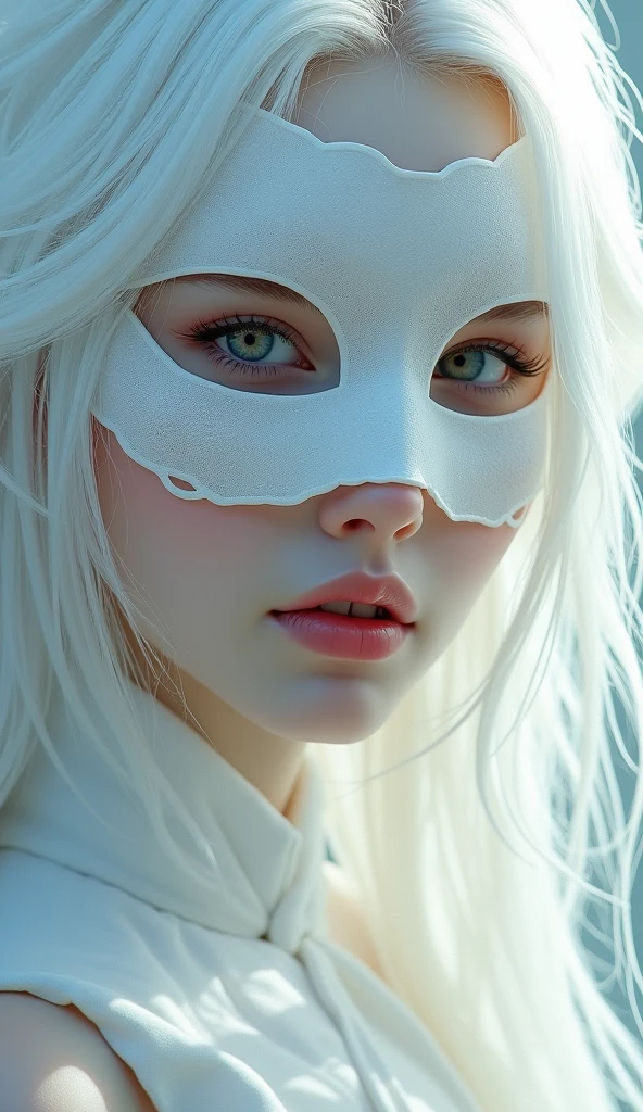 a close up of a woman with white hair and a white mask, beautiful character painting, guweiz, artwork in the style of guweiz, white haired deity, by Yang J, epic exquisite character art, stunning character art, by Fan Qi, by Wuzhun Shifan, guweiz on pixiv artstation

