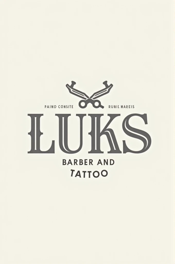 Logo for my barbershop and tattoo business with the name "Luks Barber and tattoo"  with neutral colors 