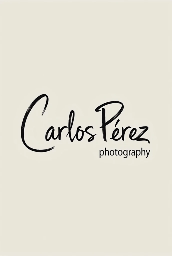 Make a signature with my name Carlos Pérez and below it says photography, that the signature is joined by a camera or a photographer