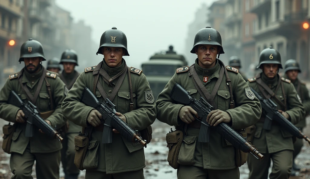 (photorealism:1.2), German Nazi troops
