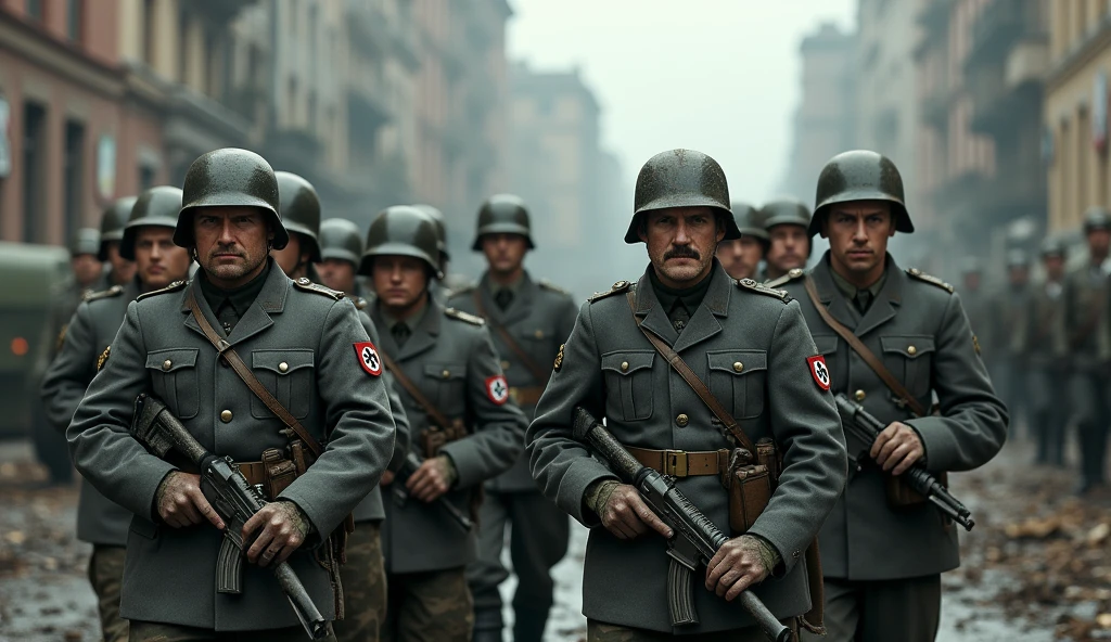 (photorealism:1.2), German Nazi troops