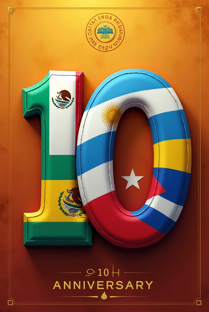 10th anniversary image with Mexican flag, argentina, guatemala, Paraguay, venezuela, Chile and Cuba