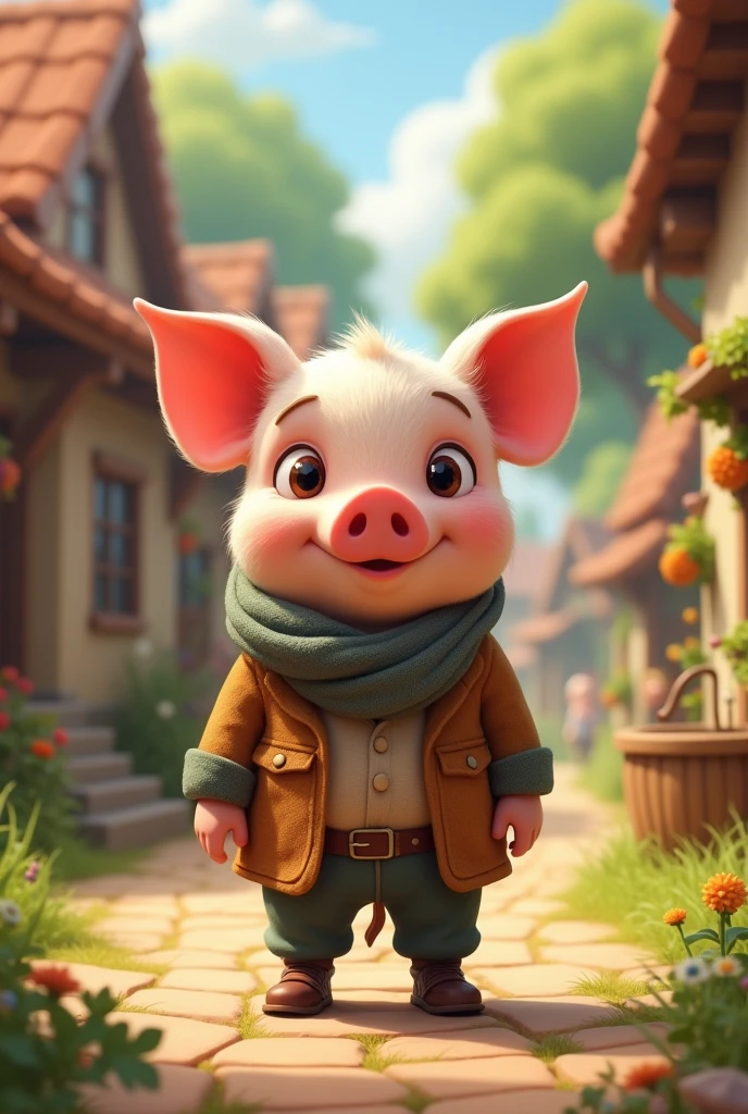 The handsome young pig in the village