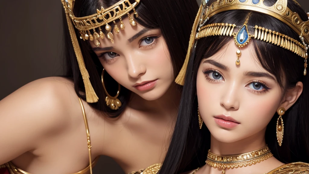 beautiful Cleopatra, Nemis crown, Dressing calmly, face closeup