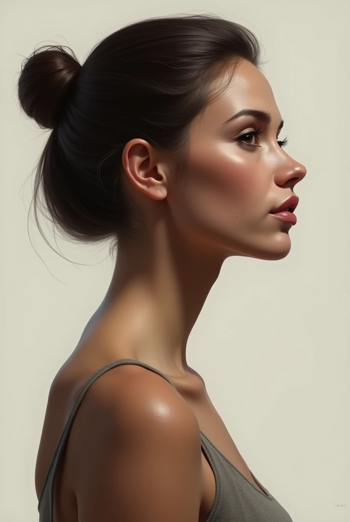 a woman in profile with a fat face