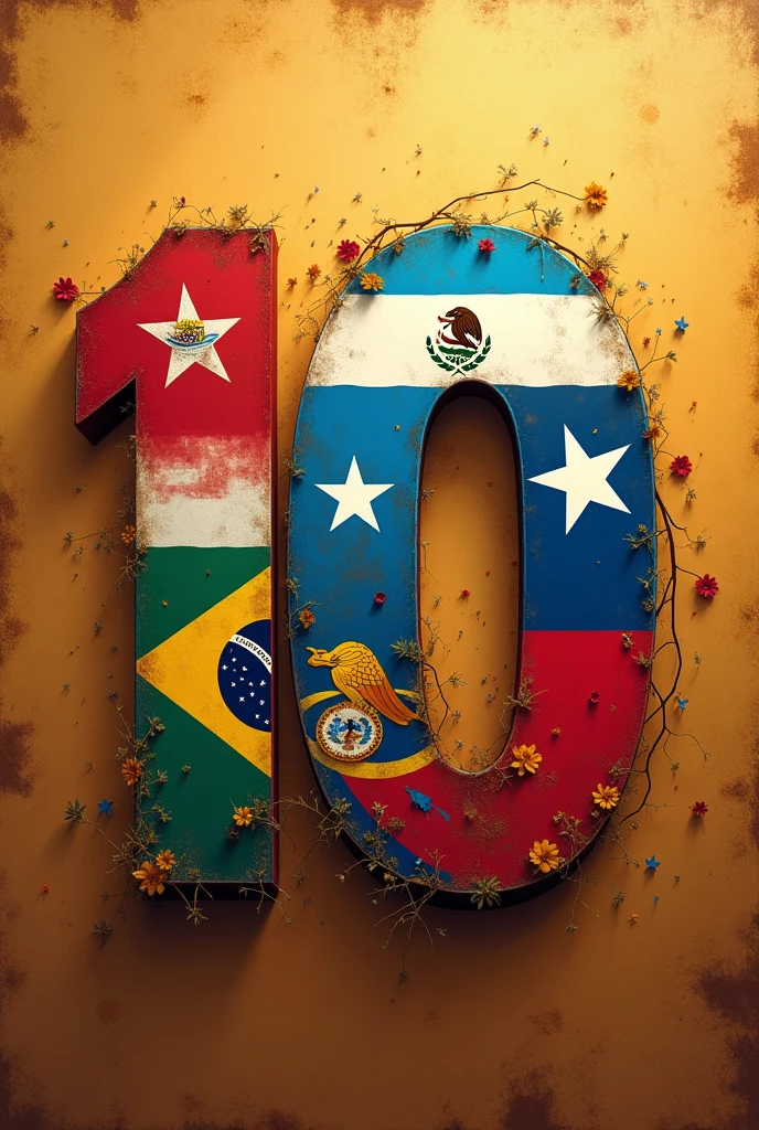 10th anniversary image with Mexican flag, argentina, guatemala, Paraguay, venezuela, Chile and Cuba