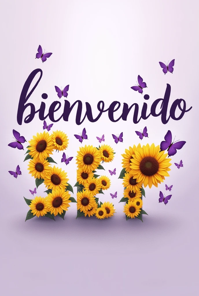 You can create an image of the word "BienvenidoSeptiembre" It is Spanish that has sunflowers in the letters and purple butterflies?, that looks very nice