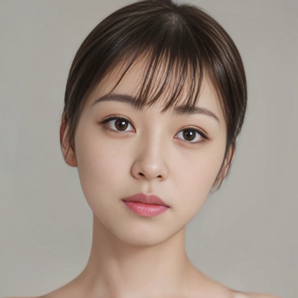 Close-up of a woman with short hair and pink lips, Young and adorable Japanese face, Symmetrical Japanese faces, Soft Portrait Shot 8k, Yanjun Chent, Japanese facial features, Popular Korean makeup, Popular Japanese Makeup, Portrait of a female idol in Japan, Beautiful young Japanese woman, Extremely cute Japanese faces, 8K Portrait Rendering, Gorgeous Young Japanese Woman