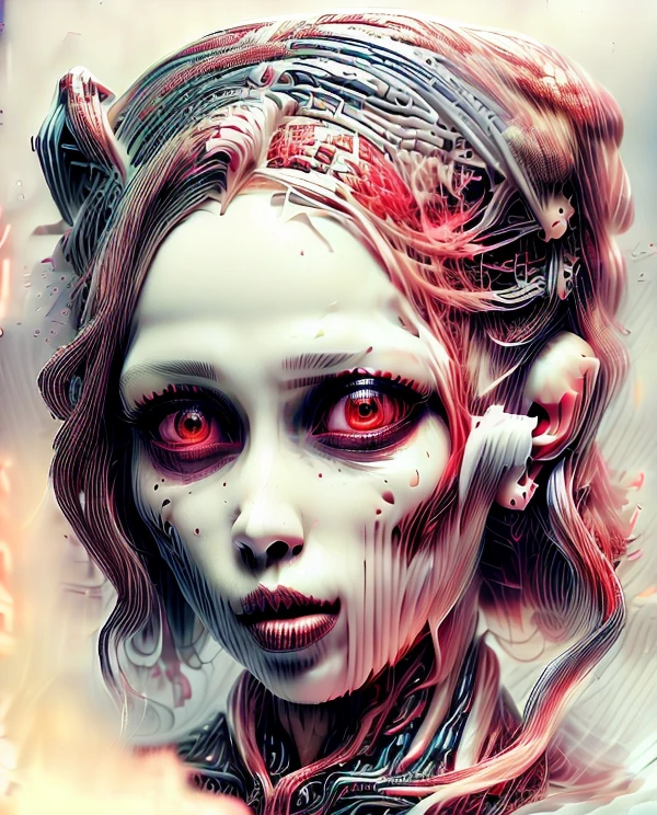 Beautiful woman goth chick, Bright neon green eyes, michael hussar, slime punk, hyperrealism, pink hair, ornamental gothic - cyberpunk, stefan gesell, deiv calviz, cybergoth, cyberpunk horror style, nagash editorial, intricate cyberpunk make - up, portrait of a gothic queen, gothic - cyberpunk, gothic art, portrait of a holy necromancer, full focus, attention to detail, intricate, Masterpiece+++