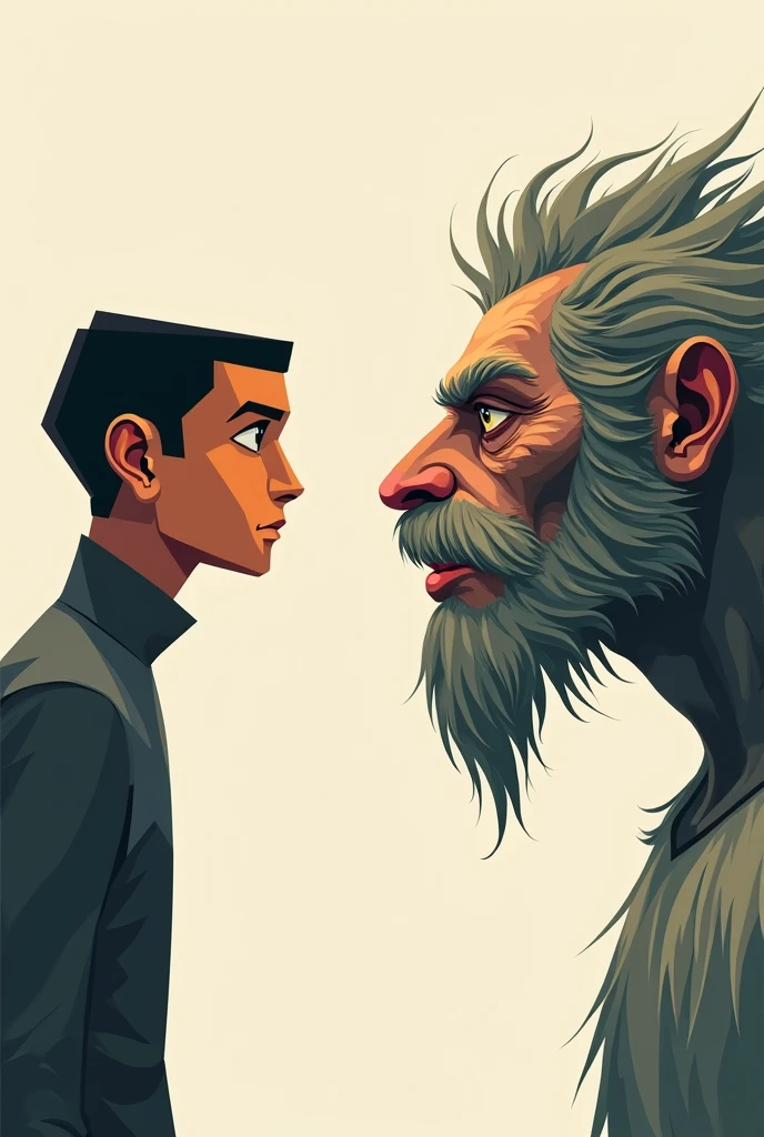 A vector image, square character vs a raster image, a character with more details and complete