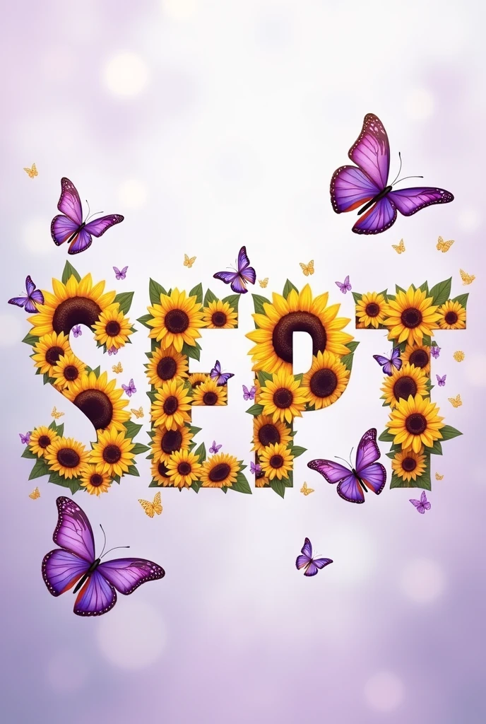 You can create an image of the word "BienvenidoSeptiembre" It is Spanish that has sunflowers in the letters and purple butterflies?, that looks very nice
