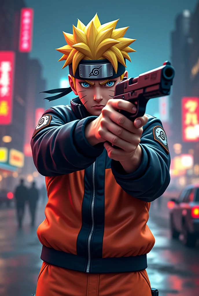 Naruto with gun artstyle gta 5 loading screen youtube thumbnail format
