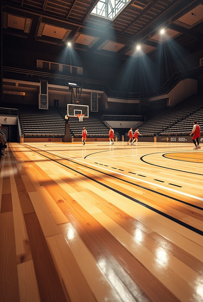 Give me a picture of some luxury hardwood basketball courts