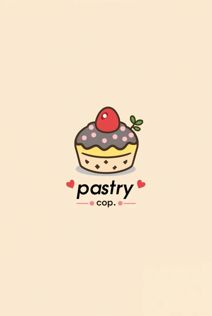 logo with name, NP pastry shop, with red colors,yellow, gray and black, as a focus on pastel
