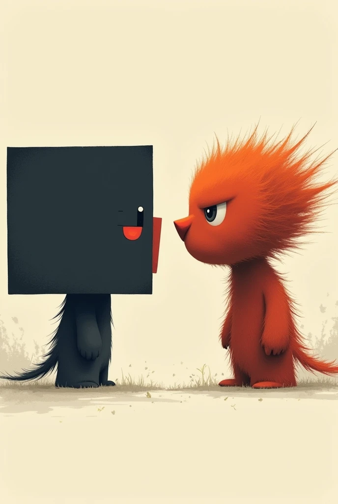 A vector image, square character vs a raster image, a character with more details and complete