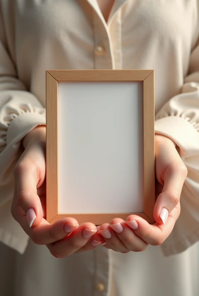 female hands holding a picture frame