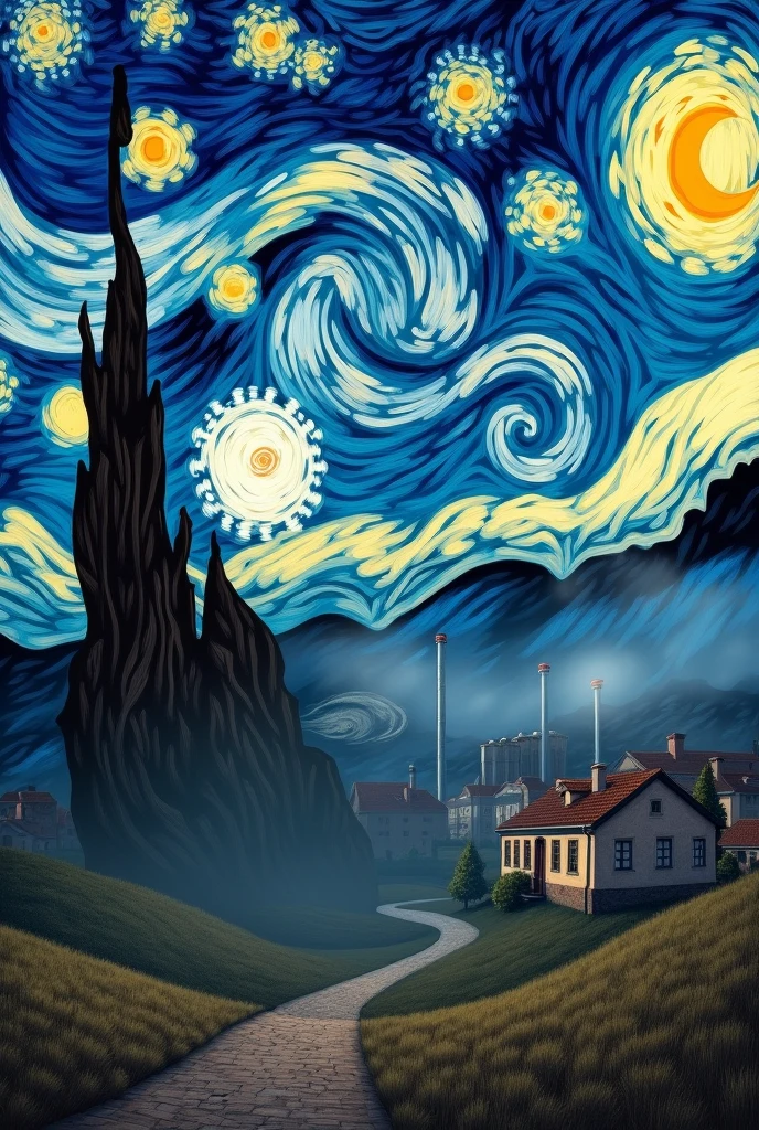 New version of the starry night with Environmental Pollution