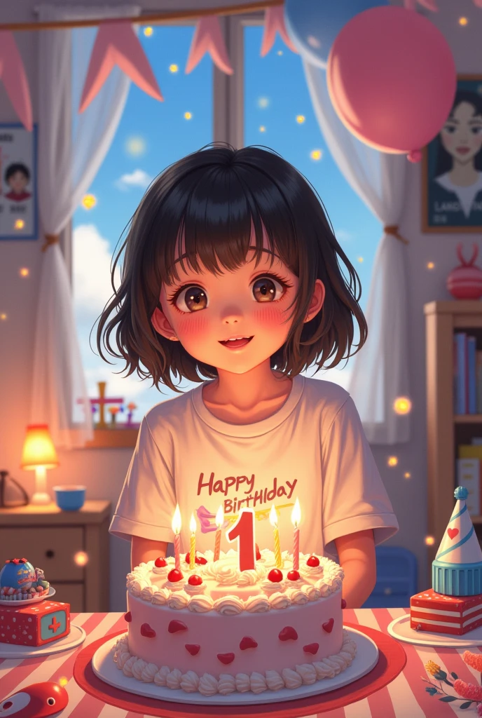 Create an image of a Japanese woman who loves stray kids and it&#39;s her birthday and she&#39;s turning 11